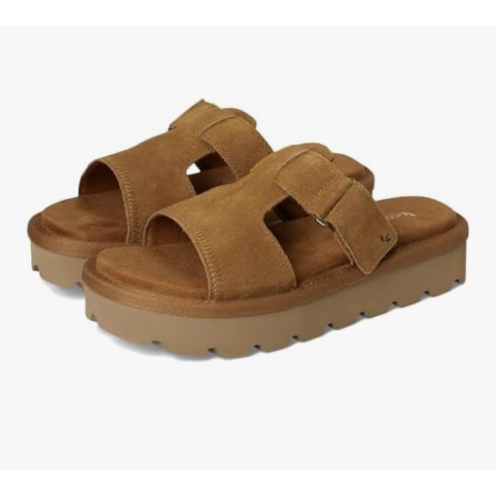 Koolaburra Tan Suede Platform Slide Sandals